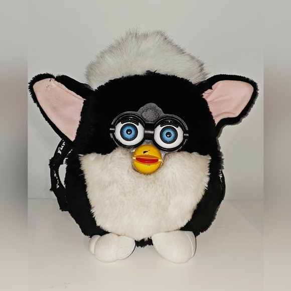 Furby Other - BACKPACK Vintage Furby 1999 Rare Black & White Plush Hasbro Adjustable Bag RARE
